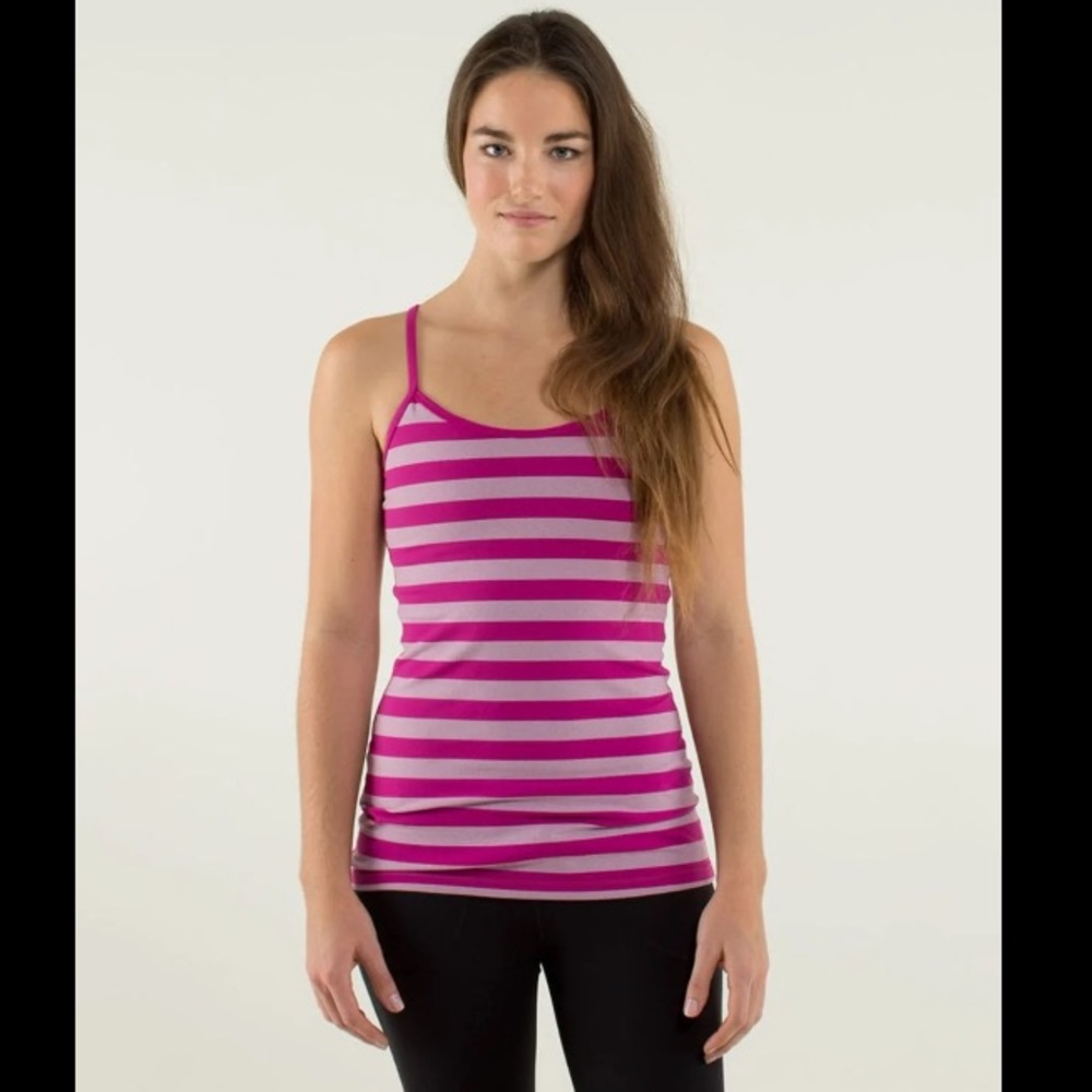 Lululemon Power Y Tank *Luon Micro Macro Stripe Raspberry / Raspberry - Picture 11 of 12
